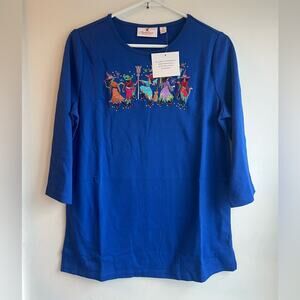 Quacker Factory witches blue tee shirt NWT XS